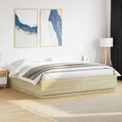 Grijs Sonoma bedframe van bewerkt hout voor een goede nachtrust - Sonoma eiken / 200 x 200 cm - Bedden & bedframes
