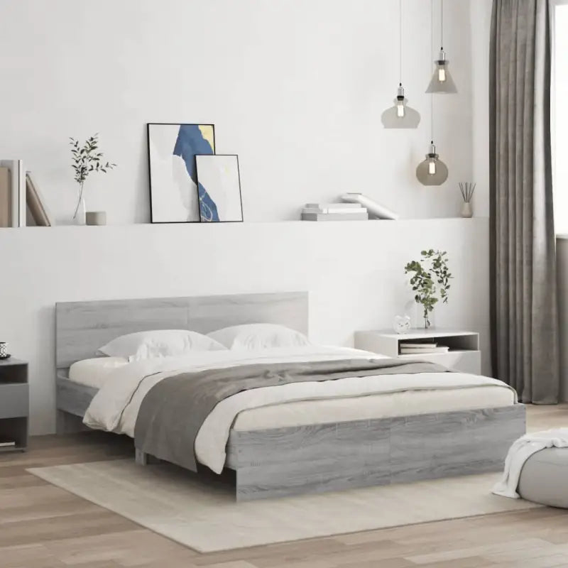 Grijs Sonoma bedframe voor een stabiele en stijlvolle slaapkamer - Grijs sonoma / 140 x 200 cm - Bedden & bedframes