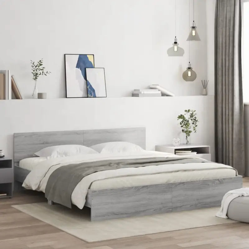 Grijs Sonoma bedframe voor een stabiele en stijlvolle slaapkamer - Grijs sonoma / 200 x 200 cm - Bedden & bedframes