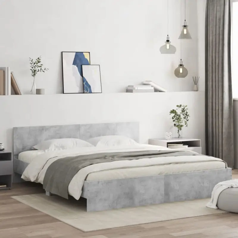 Grijs Sonoma bedframe voor een stabiele en stijlvolle slaapkamer - Betongrijs / 200 x 200 cm - Bedden & bedframes