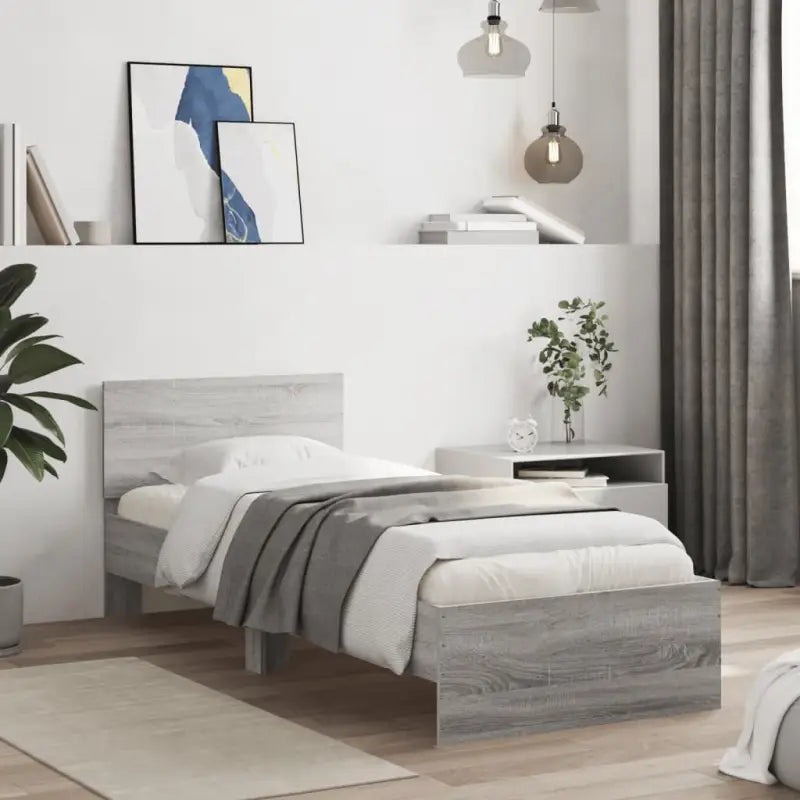 Grijs Sonoma bedframe voor een stabiele en stijlvolle slaapkamer - Grijs sonoma / 75 x 190 cm - Bedden & bedframes
