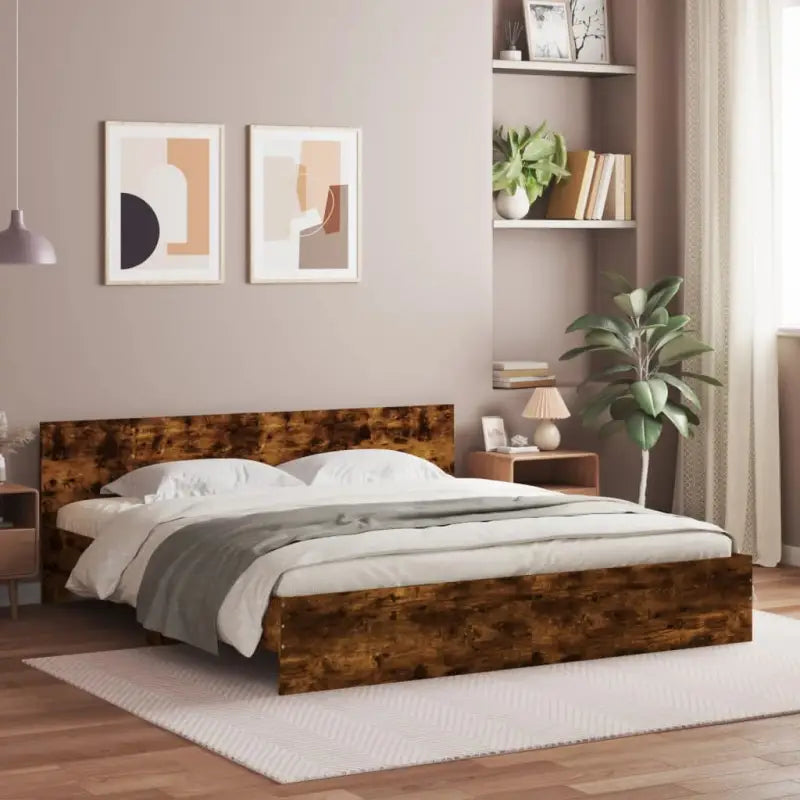 Grijs Sonoma bedframe voor een stabiele en stijlvolle slaapkamer - Gerookt eiken / 180 x 200 cm - Bedden & bedframes