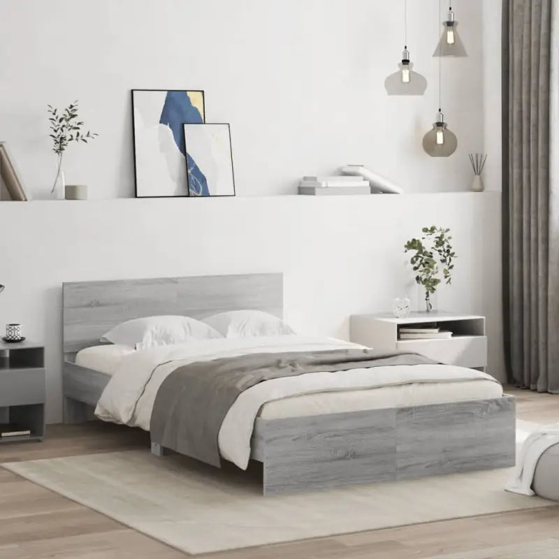 Grijs Sonoma bedframe voor een stabiele en stijlvolle slaapkamer - Grijs sonoma / 120 x 200 cm - Bedden & bedframes
