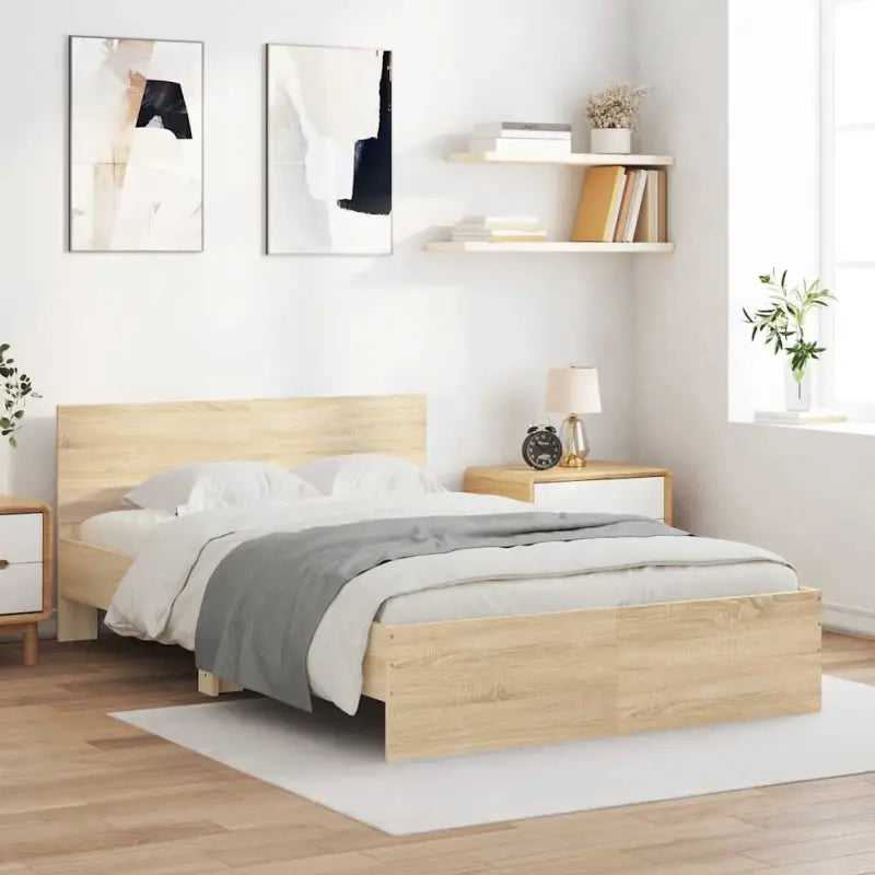 Grijs Sonoma bedframe voor een stabiele en stijlvolle slaapkamer - Sonoma eiken / 135 x 190 cm - Bedden & bedframes