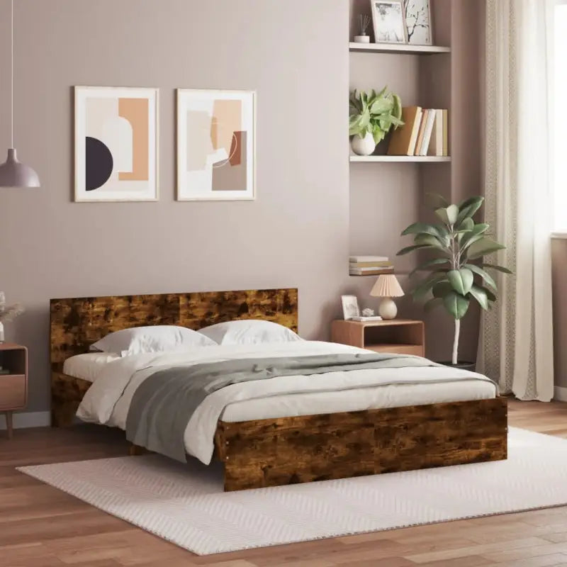 Grijs Sonoma bedframe voor een stabiele en stijlvolle slaapkamer - Gerookt eiken / 140 x 200 cm - Bedden & bedframes