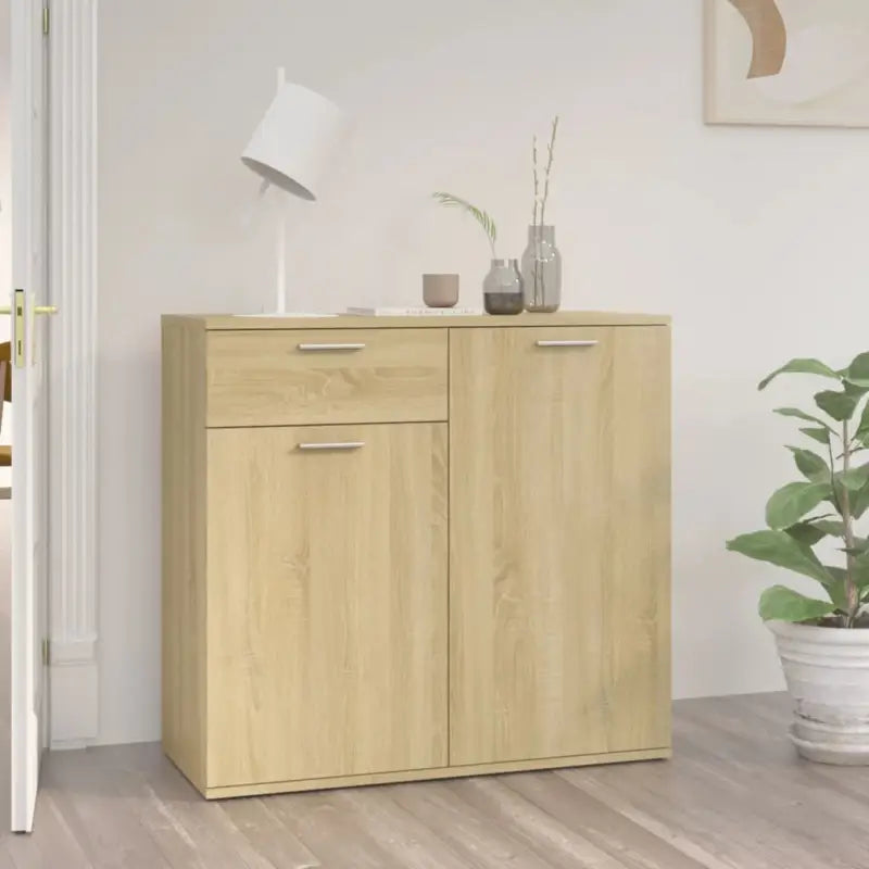 Grijs Sonoma dressoir in bewerkt hout met eenvoudig schoonmaakgemak - Sonoma eiken / 1 / 80 cm - Dressoirs &