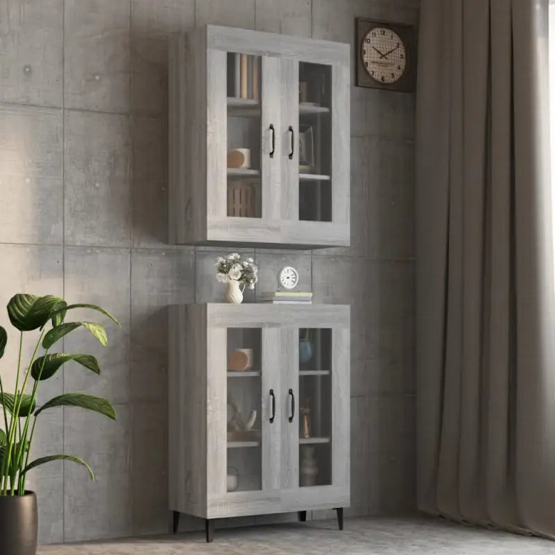 Grijs Sonoma dressoir met bewerkt hout en extra opbergruimte - Grijs sonoma / 1 - Dressoirs & buffetkasten