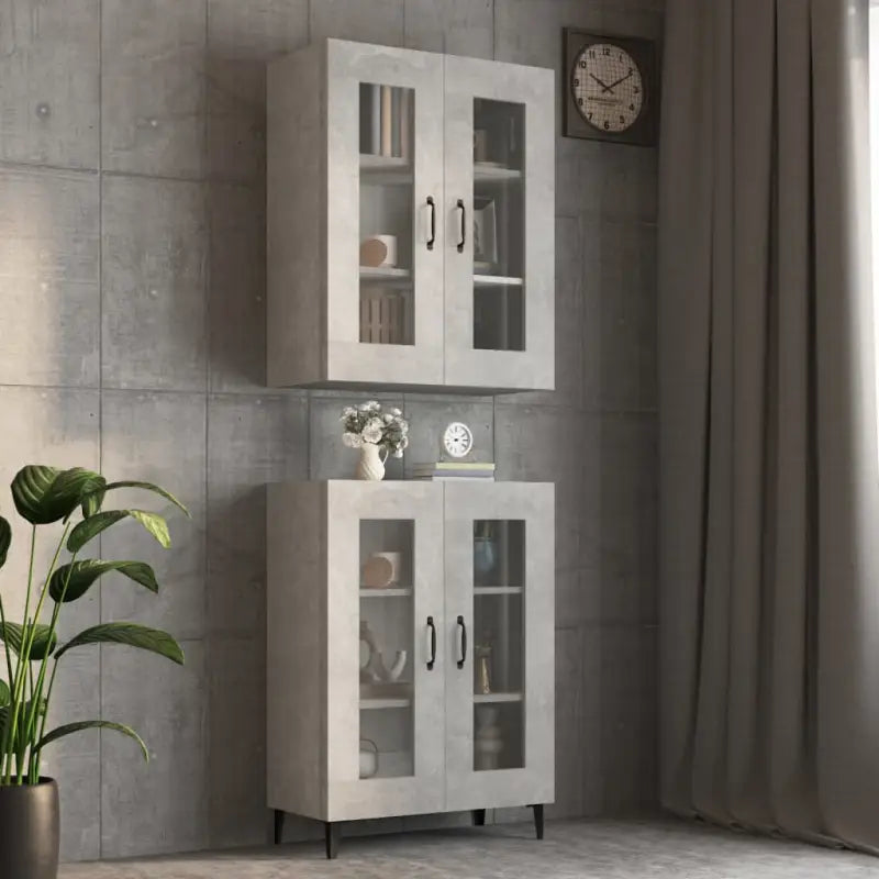 Grijs Sonoma dressoir met bewerkt hout en extra opbergruimte - Betongrijs / 1 - Dressoirs & buffetkasten