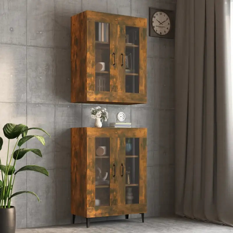 Grijs Sonoma dressoir met bewerkt hout en extra opbergruimte - Gerookt eiken / 1 - Dressoirs & buffetkasten