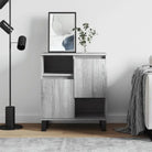 Grijs Sonoma dressoir met bewerkt hout en ijzeren poten - Grijs sonoma / 1 - Dressoirs & buffetkasten