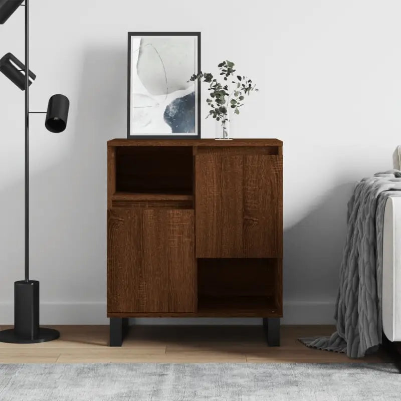 Grijs Sonoma dressoir met bewerkt hout en ijzeren poten - bruin eikenkleur / 1 - Dressoirs & buffetkasten