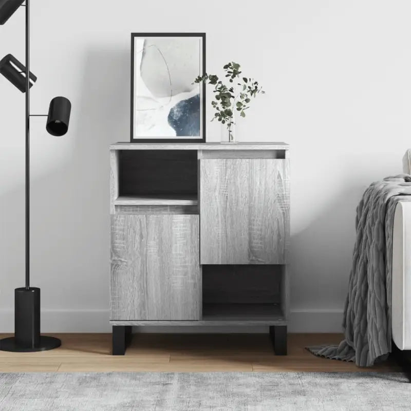 Grijs Sonoma dressoir met bewerkt hout en ijzeren poten - Dressoirs & buffetkasten
