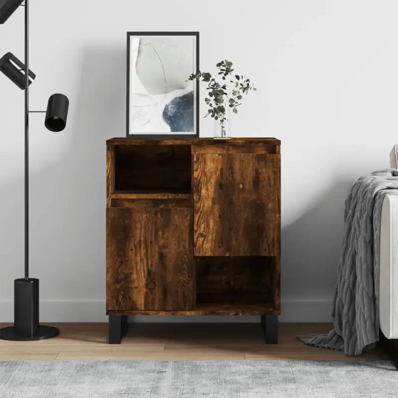 Grijs Sonoma dressoir met bewerkt hout en ijzeren poten - Gerookt eiken / 1 - Dressoirs & buffetkasten