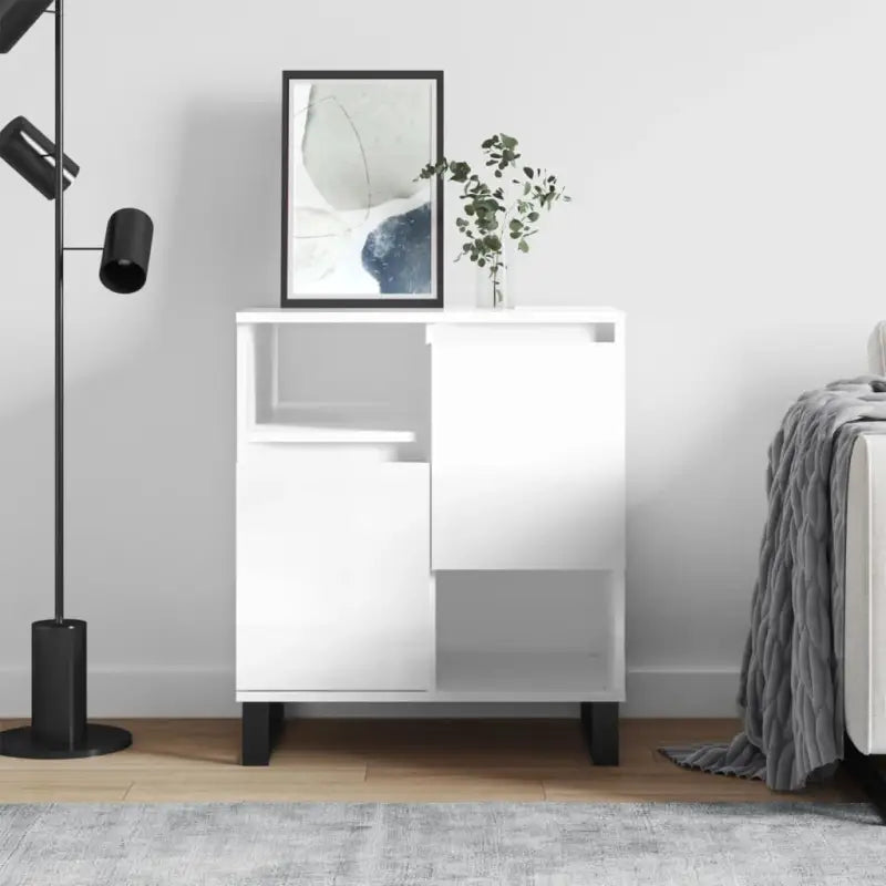 Grijs Sonoma dressoir met bewerkt hout en ijzeren poten - Hoogglans wit / 1 - Dressoirs & buffetkasten