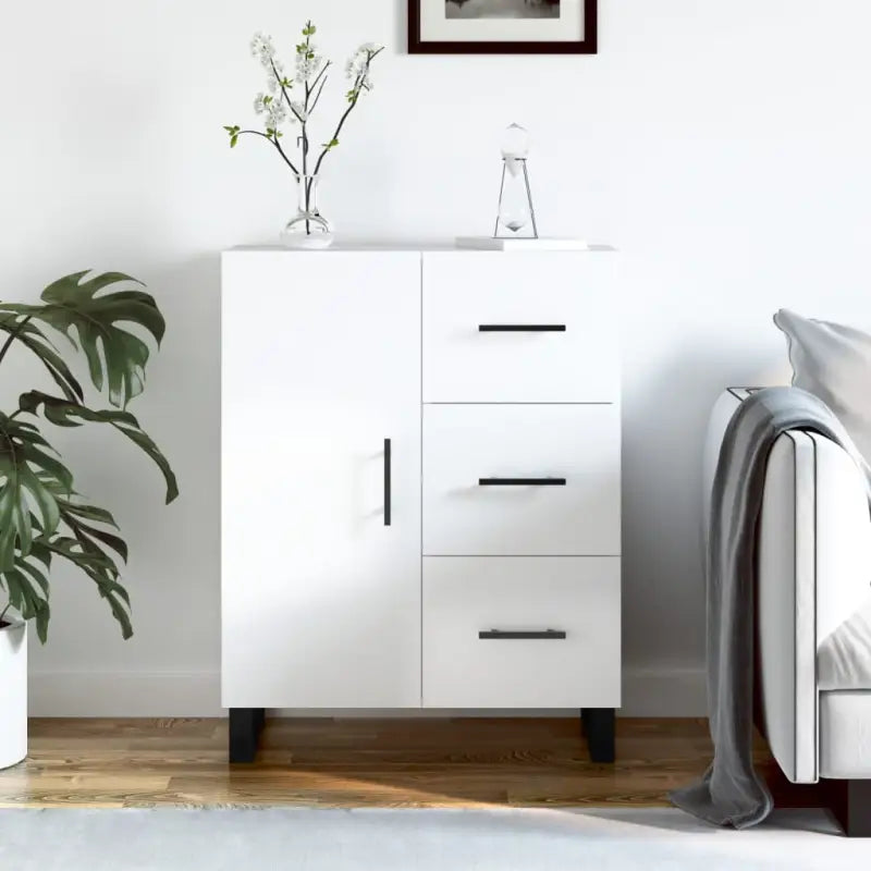 Grijs Sonoma Dressoir met bewerkt hout voor een tijdloze uitstraling - Hoogglans wit / 1 - Dressoirs & buffetkasten