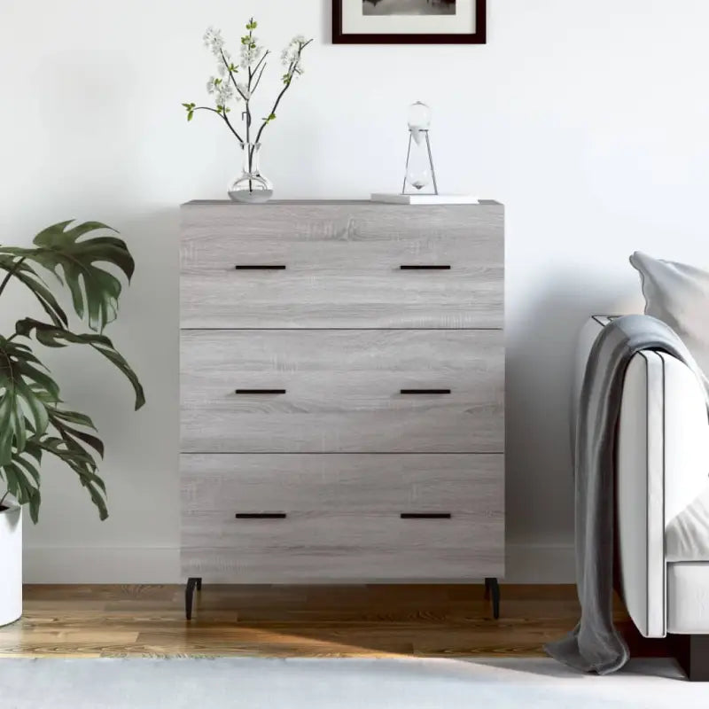 Grijs Sonoma dressoir met metalen pootjes en bewerkt hout - Grijs sonoma / 1 - Dressoirs & buffetkasten