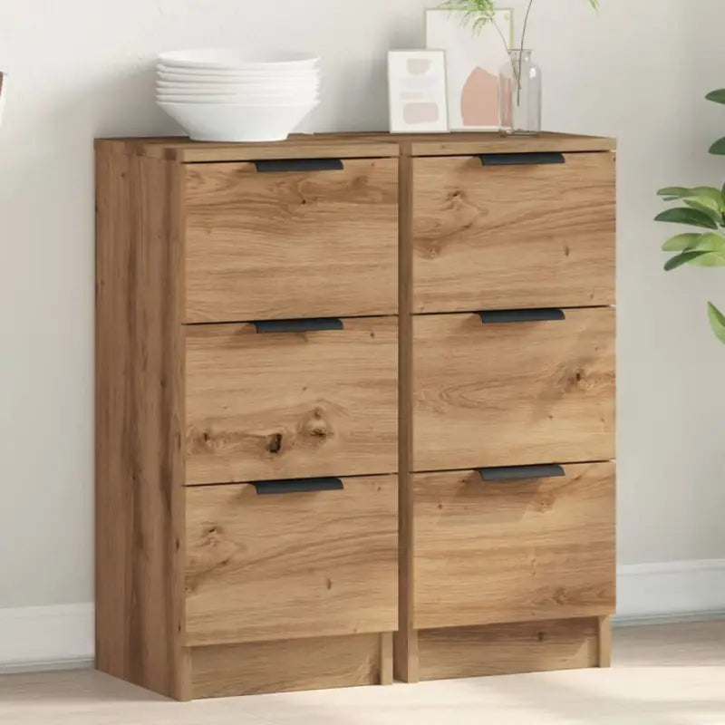 Grijs Sonoma dressoir van bewerkt hout met eenvoudig ontwerp - artisanaal eikenkleurig / 2 - Dressoirs & buffetkasten