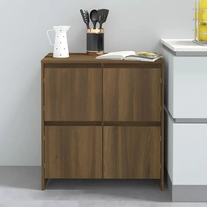Grijs Sonoma dressoir van bewerkt hout met minimalistisch ontwerp - bruin eikenkleur / 1 - Dressoirs & buffetkasten