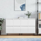 Grijs Sonoma Dressoir van bewerkt hout met tijdloze uitstraling - Hoogglans wit / 2 - Dressoirs & buffetkasten