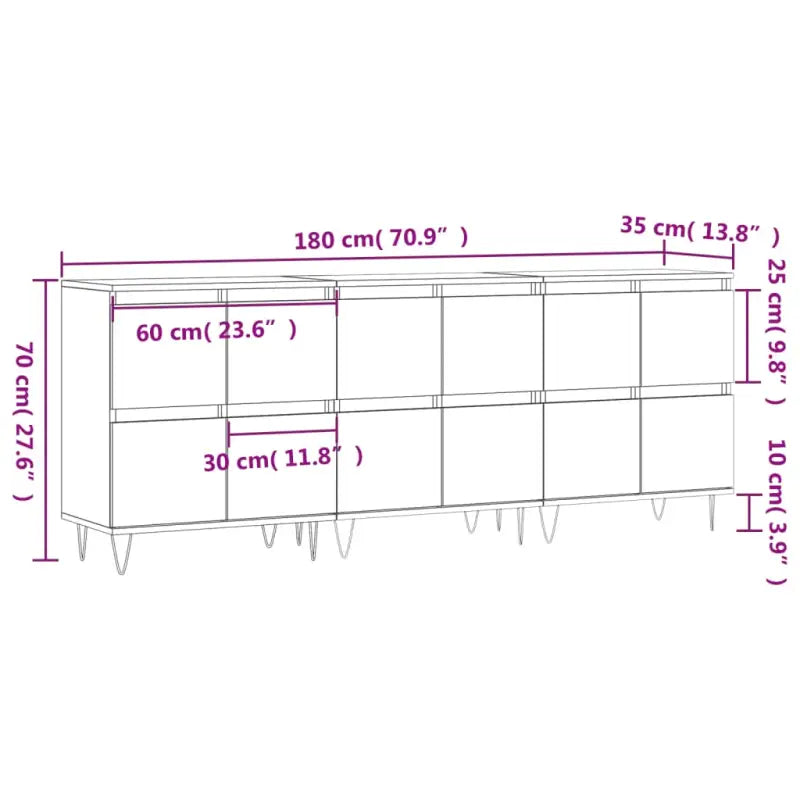 Grijs Sonoma Dressoir van bewerkt hout met tijdloze uitstraling - Dressoirs & buffetkasten