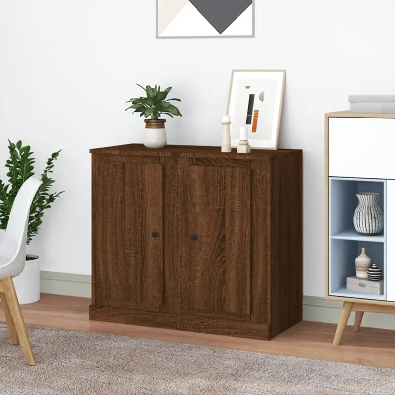 Grijs Sonoma dressoir van bewerkt hout met tijdloze uitstraling - bruin eikenkleur / 2 - Dressoirs & buffetkasten