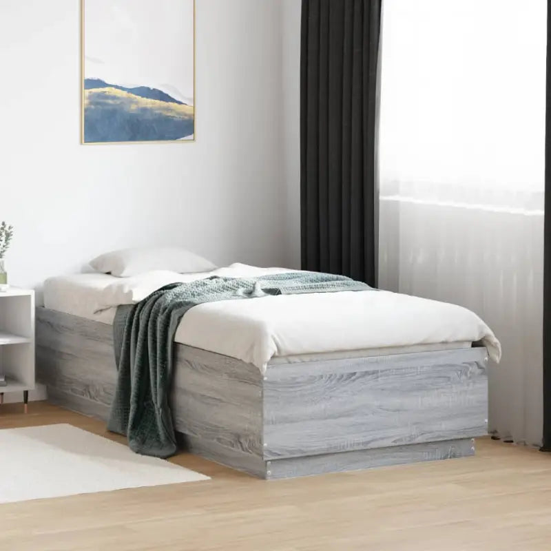 Grijs Sonoma Eiken Bedframe met RGB LED Verlichting - Grijs sonoma / 75 x 190 cm - Bedden & bedframes