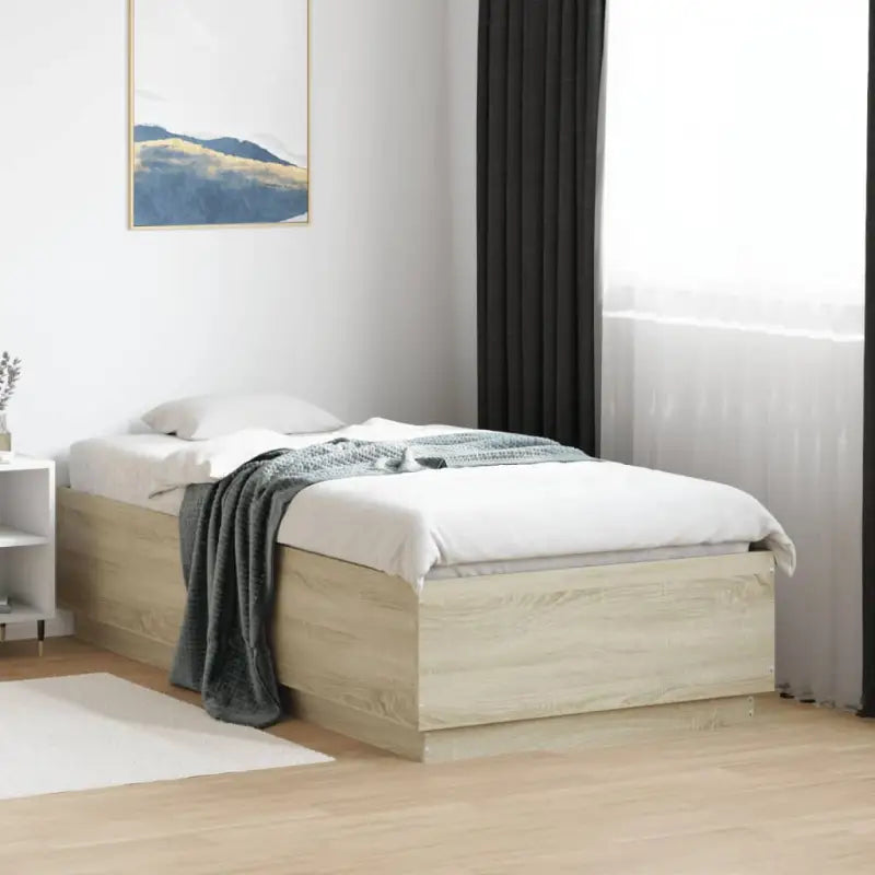 Grijs Sonoma Eiken Bedframe met RGB LED Verlichting - Sonoma eiken / 75 x 190 cm - Bedden & bedframes