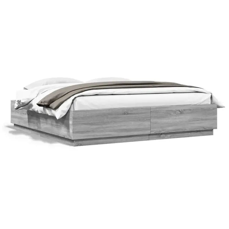 Grijs Sonoma Eiken Bedframe met RGB LED Verlichting - Bedden & bedframes