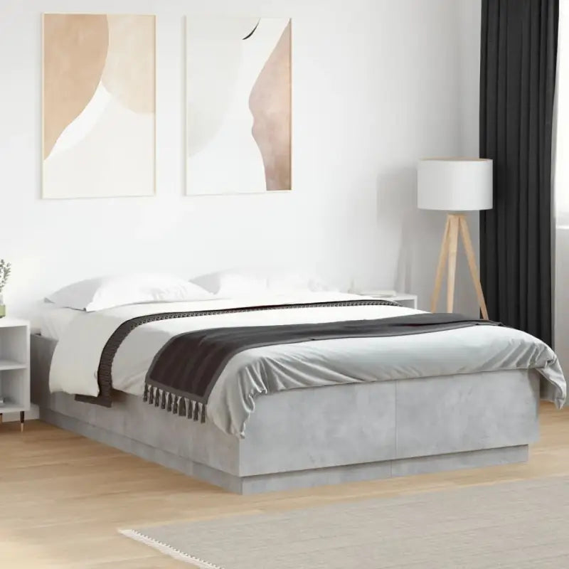Grijs Sonoma Eiken Bedframe met RGB LED Verlichting - Betongrijs / 150 x 200 cm - Bedden & bedframes