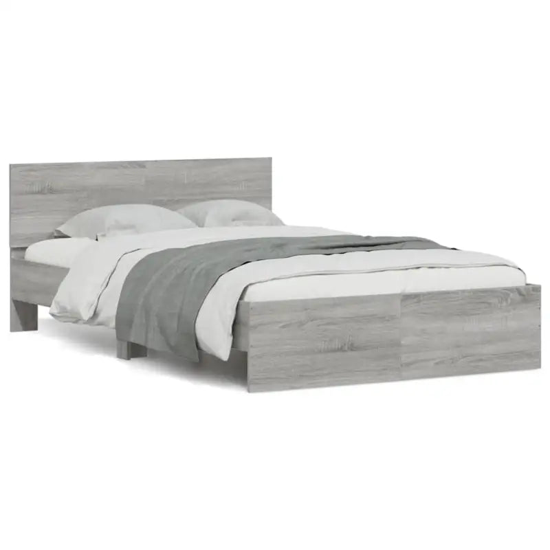 Grijs Sonoma Eiken Bedframe met RGB LED-verlichting voor Slaapkamer - Grijs sonoma / 140 x 190 cm - Bedden & bedframes