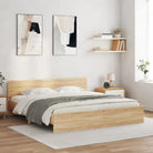 Grijs Sonoma Eiken Bedframe met RGB LED-verlichting voor Slaapkamer - Sonoma eiken / 180 x 200 cm - Bedden & bedframes