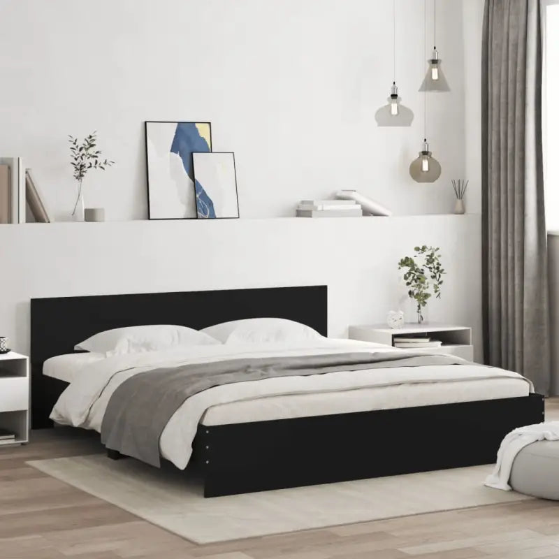 Grijs Sonoma Eiken Bedframe met RGB LED-verlichting voor Slaapkamer - Zwart / 180 x 200 cm - Bedden & bedframes