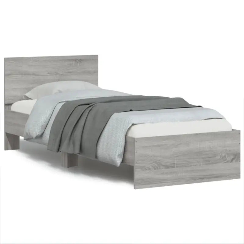 Grijs Sonoma Eiken Bedframe met RGB LED-verlichting voor Slaapkamer - Grijs sonoma / 75 x 190 cm - Bedden & bedframes