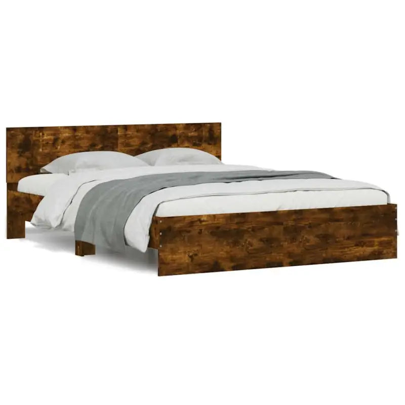 Grijs Sonoma Eiken Bedframe met RGB LED-verlichting voor Slaapkamer - Gerookt eiken / 150 x 200 cm - Bedden & bedframes