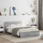Grijs Sonoma Eiken Bedframe met RGB LED-verlichting voor Slaapkamer - Bedden & bedframes