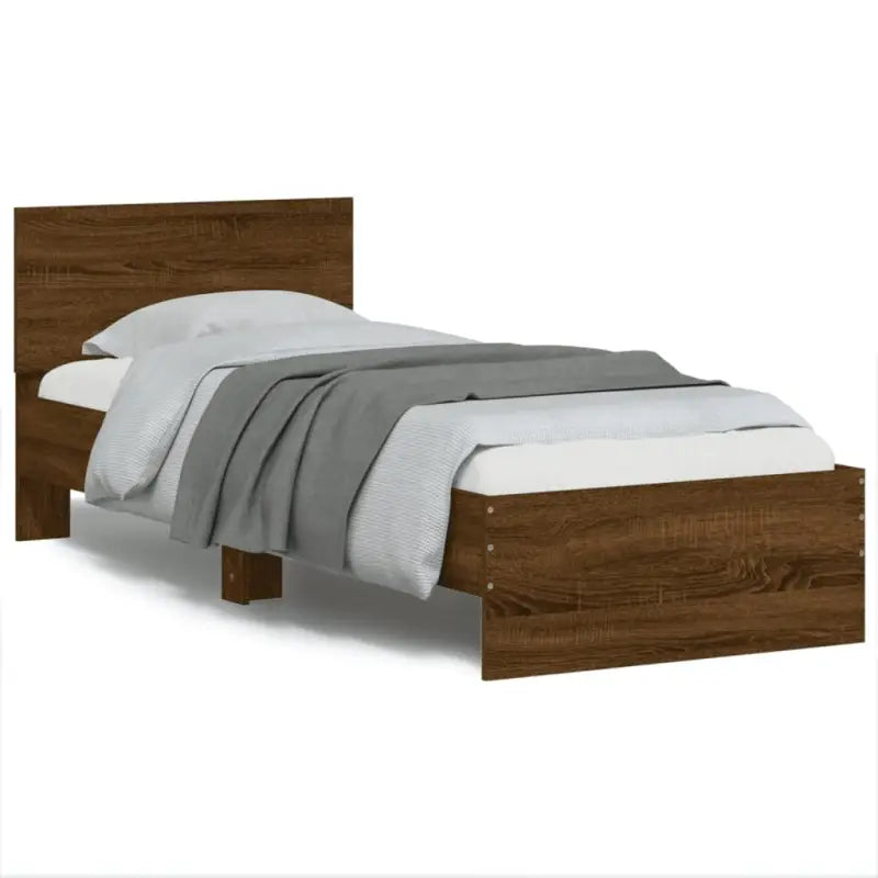 Grijs Sonoma Eiken Bedframe met RGB LED-verlichting voor Slaapkamer - bruin eikenkleur / 90 x 200 cm - Bedden &
