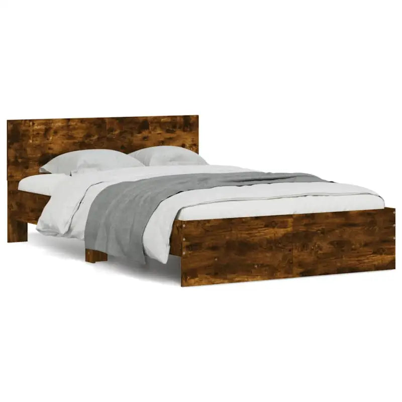 Grijs Sonoma Eiken Bedframe met RGB LED-verlichting voor Slaapkamer - Gerookt eiken / 140 x 190 cm - Bedden & bedframes