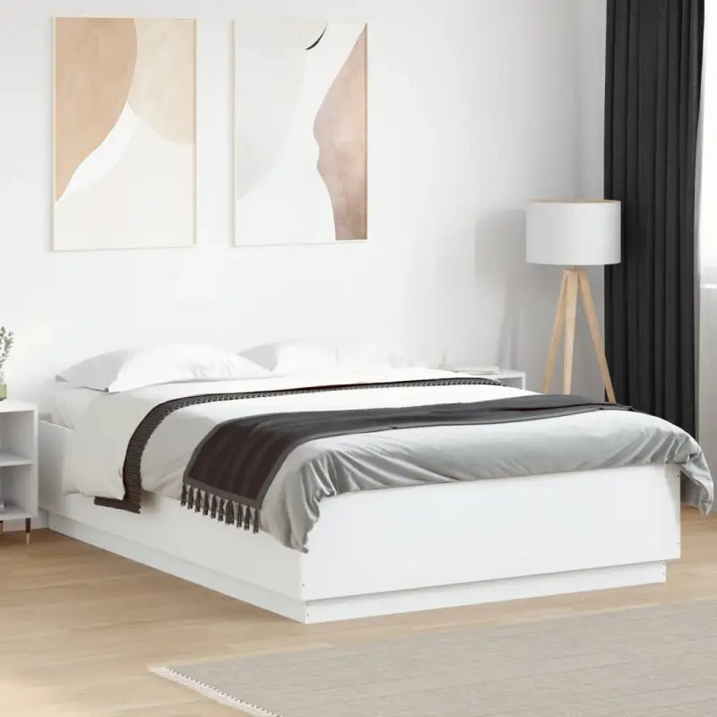 Grijs Sonoma Eiken Bedframe met RGB LED Verlichting - Wit / 120 x 200 cm - Bedden & bedframes