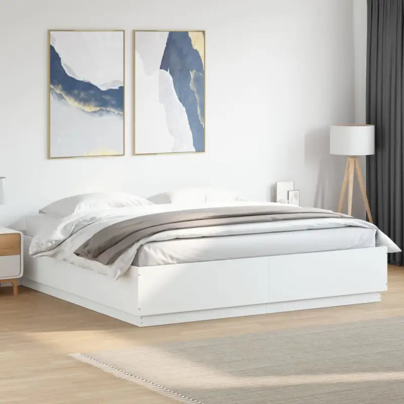 Grijs Sonoma Eiken Bedframe met RGB LED Verlichting - Wit / 200 x 200 cm - Bedden & bedframes