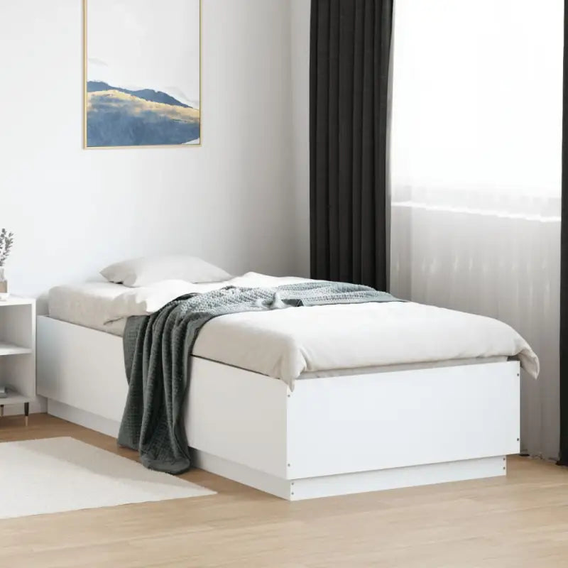 Grijs Sonoma Eiken Bedframe met RGB LED Verlichting - Wit / 90 x 200 cm - Bedden & bedframes