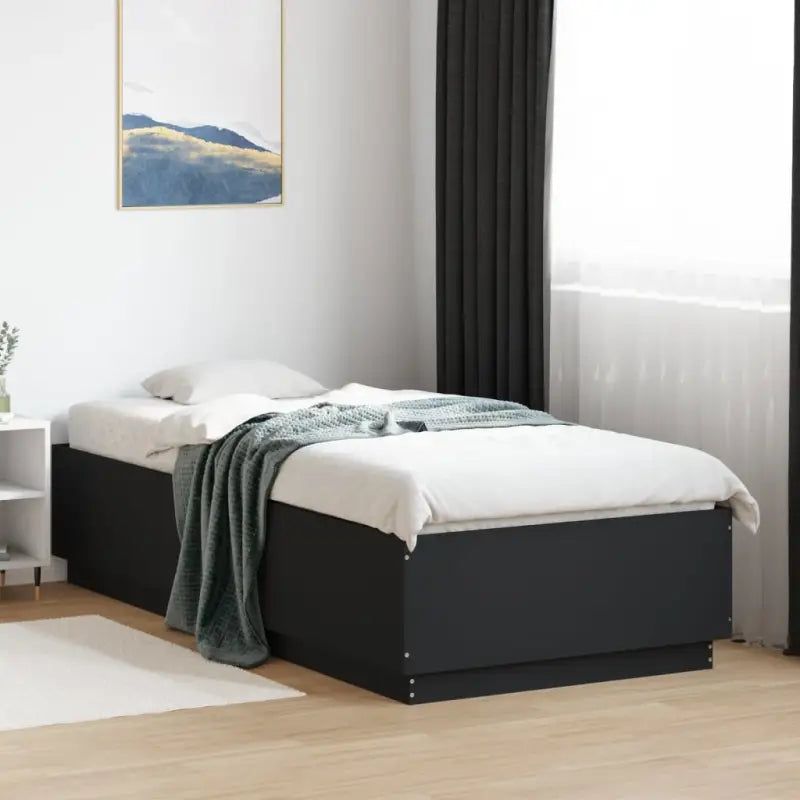 Grijs Sonoma Eiken Bedframe met RGB LED Verlichting - Zwart / 100 x 200 cm - Bedden & bedframes