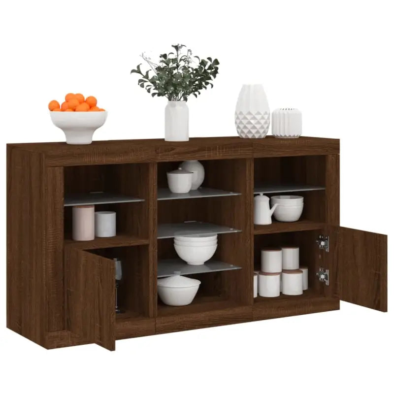 Grijs Sonoma Eiken Dressoir met RGB LED Verlichting voor Moderne Huiskamers - bruin eikenkleur / 1 - Dressoirs &
