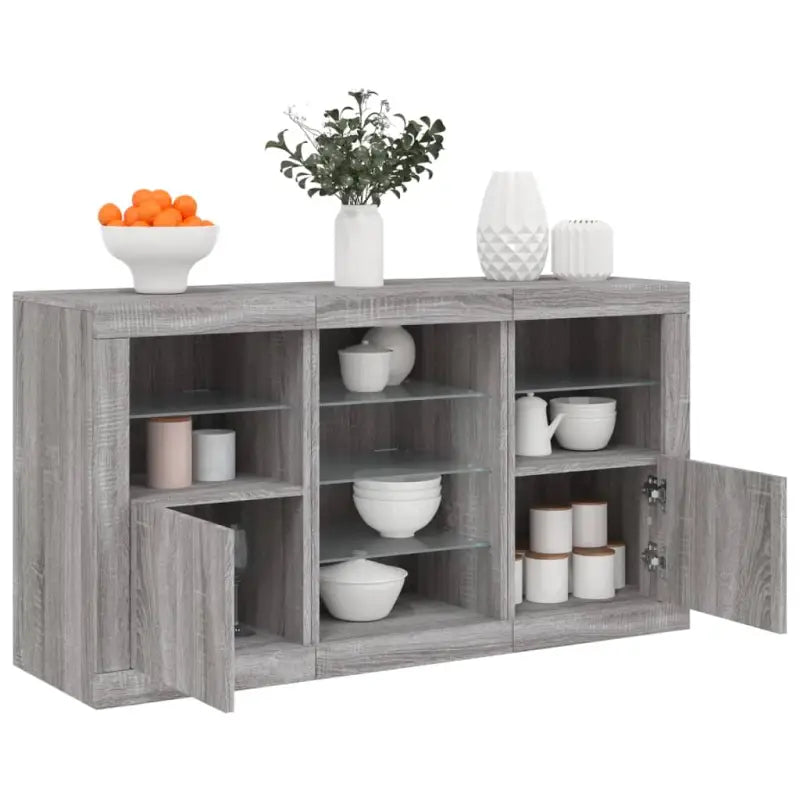 Grijs Sonoma Eiken Dressoir met RGB LED Verlichting voor Moderne Huiskamers - Dressoirs & buffetkasten