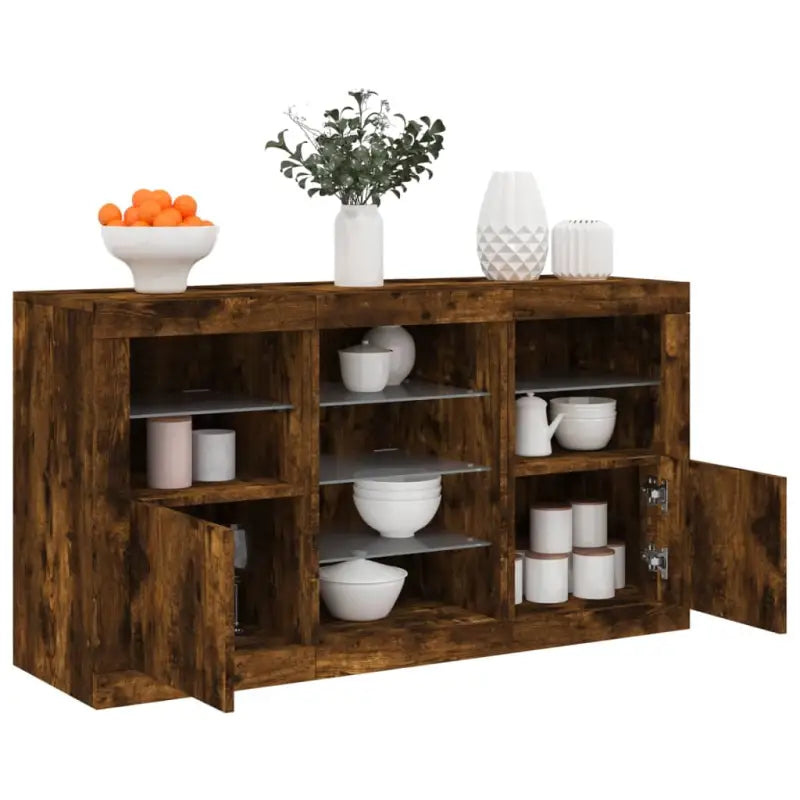 Grijs Sonoma Eiken Dressoir met RGB LED Verlichting voor Moderne Huiskamers - Gerookt eiken / 1 - Dressoirs &