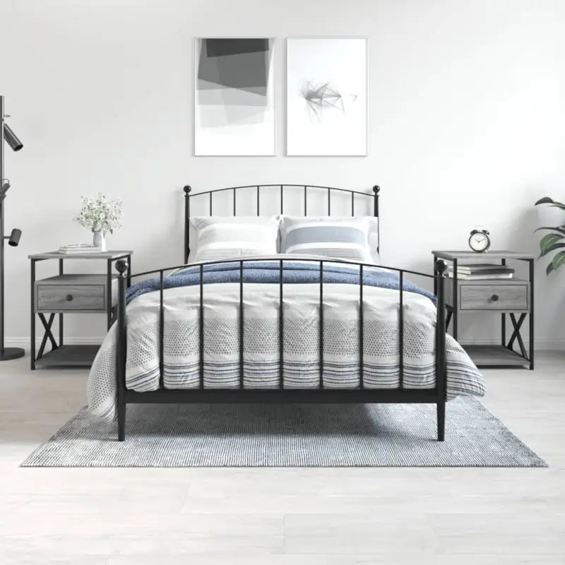 Grijs Sonoma nachtkastje met bewerkt hout en verstelbare poten - Grijs sonoma / 2 - Nachtkastjes