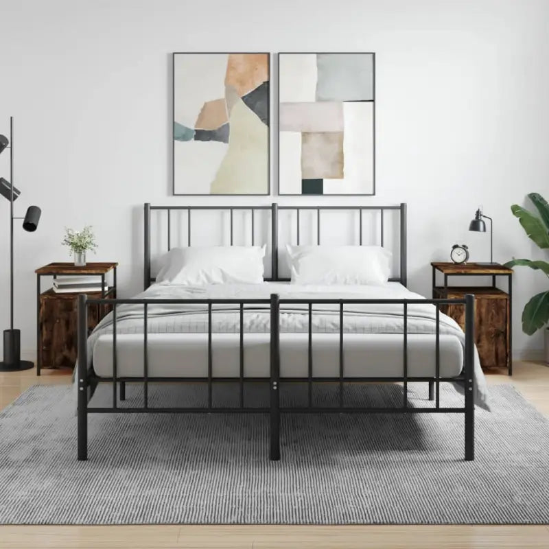 Grijs Sonoma nachtkastje met bewerkt hout en verstelbare poten - Gerookt eiken / 2 - Nachtkastjes