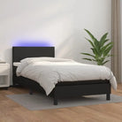 Grijze boxspring met matras en LED voor een rustgevende slaapkamer - Zwart / 100 x 200 cm / Effen ontwerp - Bedden &