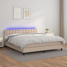 Grijze boxspring met matras en LED voor een rustgevende slaapkamer - Cappuccino / 180 x 200 cm / knoppwn - Bedden &