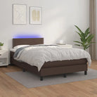 Grijze boxspring met matras en LED voor een rustgevende slaapkamer - Bruin / 120 x 200 cm / Effen met spijkers - Bedden