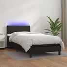 Grijze boxspring met matras en LED voor een rustgevende slaapkamer - Zwart / 80 x 200 cm / Effen ontwerp - Bedden &